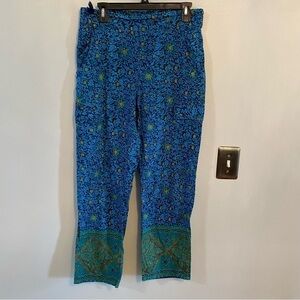 Sundance Vibrant Reef Pants Teal Blue green Pattern Print Small
